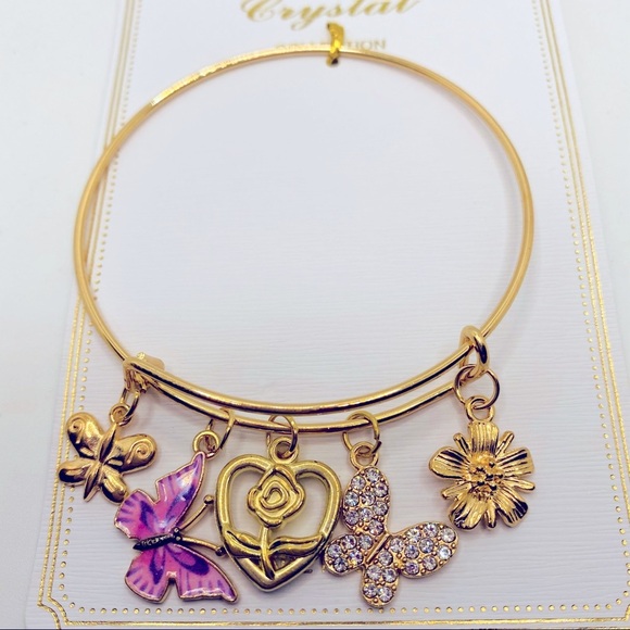 Bracelet Butterfly Crystal in gold tone! PRETTY - Picture 6 of 12